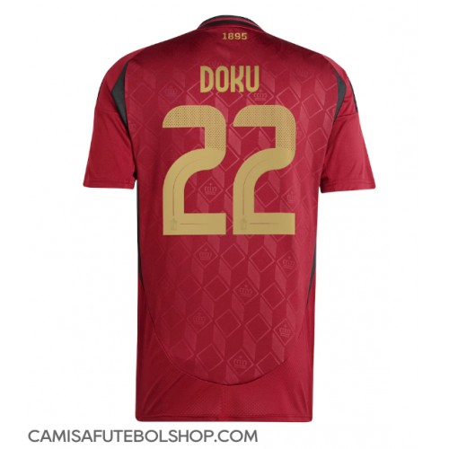 Camisa de time de futebol Bélgica Jeremy Doku #22 Replicas 1º Equipamento Europeu 2024 Manga Curta